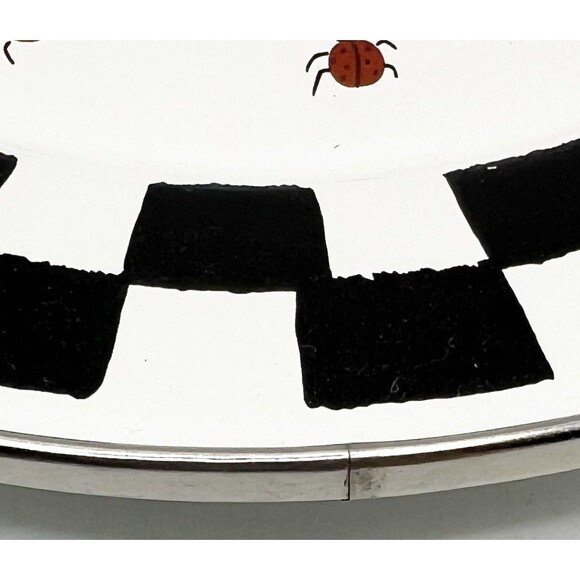 Golden Rabbit II 1999 Ladybug Plates Checkered Enamelware Jean Wilkes Set of 2 - Picture 9 of 10